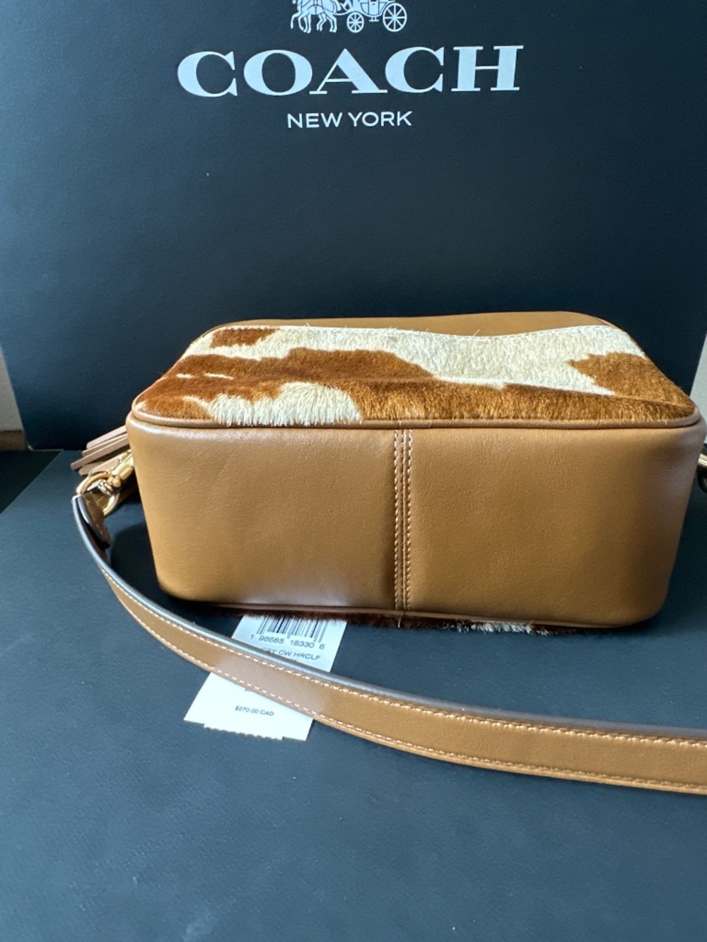 NWT Coach Mini Carey Crossbody Bag In Haircalf With Cow Print - Picture 4 of 7